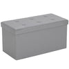 HOMCOM Storage Ottoman Bench, 89L PU Leather Folding Foot Rest Stool, End of Bed Bench, Easy Assembly, for Living Room, Bedroom, Entryway, Grey