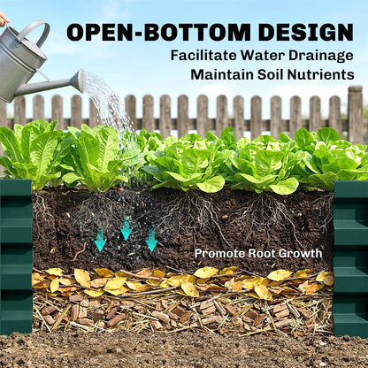 Outsunny Set of 2 Raised Beds for Garden, Galvanised Outdoor Planters for Herbs Vegetables, Use for Patio Balcony, Green
