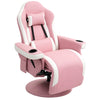HOMCOM Manual Recliner Armchair PU Leather Lounge Chair w Adjustable Leg Rest, 135Â° Reclining Function, 360Â° Swivel, Pink