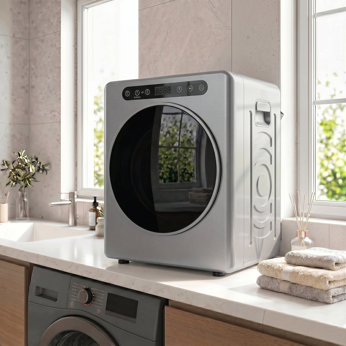 HOMCOM 5kg Compact 40-60℃  Tumble Dryer - Silver Tone
