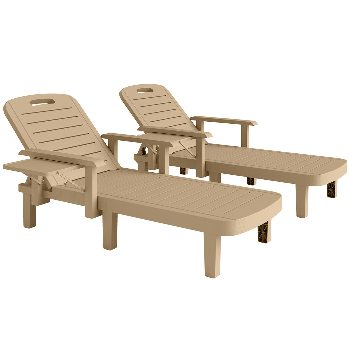 Outsunny Set of 2 Reclining Sun Loungers in Khaki
