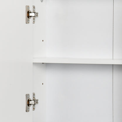HOMCOM Bathroom Mirror Cabinet Wall Mounted Storage Shelf Bathroom Cupboard Double Door, White