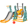 HOMCOM 3-IN-1 Kids Swing and Slide Set with Basketball Hoop Slide Swing Adjustable Seat Height Toddler Playground Activity centre Indoor and Outdoor Play Equipment
