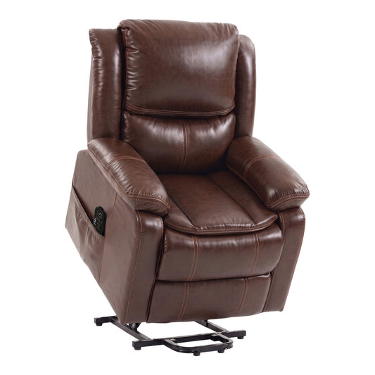 HOMCOM Riser Recliner Chair with Massage and Heat, PU Leather Power Electric Lift Armchair for Elderly, Brown
