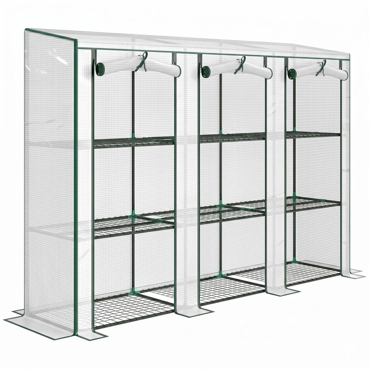 Outsunny 46 x 215 cm Nine-Shelf Greenhouse - White
