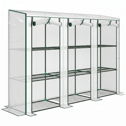 Outsunny 46 x 215 cm Nine-Shelf Greenhouse - White