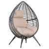 Outsunny Garden Egg Chair, Teardrop Outdoor PE Rattan Chair with Full-body Soft Padded Cushion, Grey