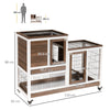 PawHut Two-Tier Rabbit Hutch Pet Cage, with Wheels - Brown