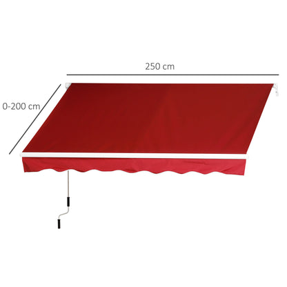 Outsunny Manual Retractable Patio Awning Shelter UV Protection in Wine Red