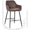 HOMCOM Set of 2 Bar stools Retro PU Leather Bar Chairs w/ Footrest Metal Frame Comfort Support Stylish Dining Seating Home Brown