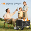 Outsunny 41L Festival Trolley on Wheels, Small Garden Folding Trolley Cart, 60kg Heavy Duty Collapsible Folding Wagon with Adjustable Handle and Carrying Bag for Beach, Camping, Festival, Black