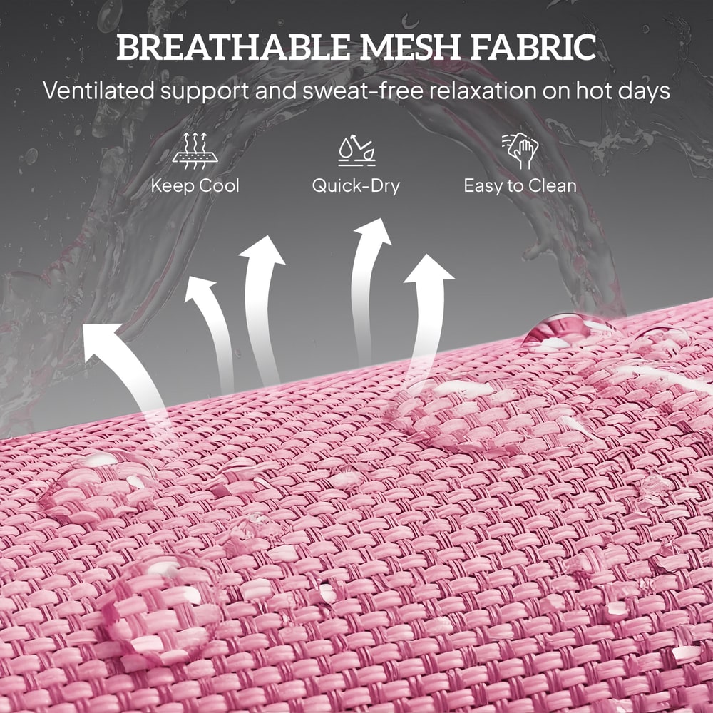 Outsunny Folding Sun Lounger with Head Pillow in Pink