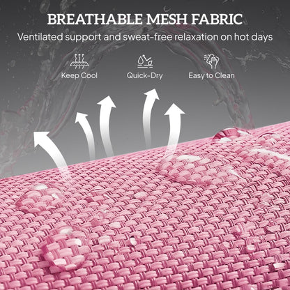 Outsunny Folding Sun Lounger with Head Pillow in Pink