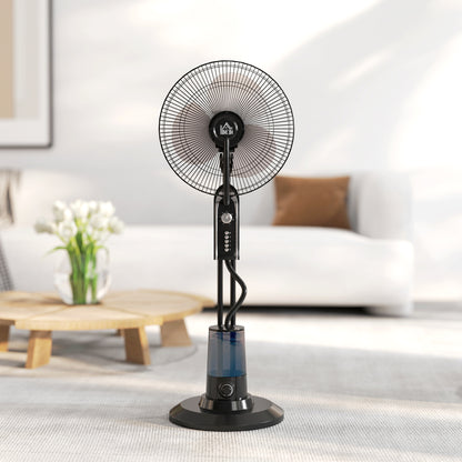 HOMCOM Pedestal Fan with Water Mist Spray, Spray Misting Fan with 70√Ç¬∞ Oscillation, Tilt Head, 4 Speeds, 3 Modes, Adjustable Mist, 3.2L Water Tank, for Home, 120 cm