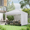 Outsunny 3 x 3 (M) Pop Up Gazebo, UPF 30+ with 2 Sidewalls, Leg Weight Bags and Wheeled Bag, Height Adjustable Party Tent Event Shelter for Garden, Patio, White