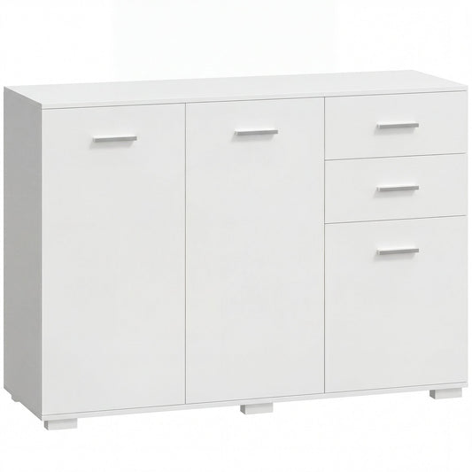 HOMCOM Sideboard, Modern Storage Cabinet with 2 Drawers, 3 Doors and Adjustable Shelves, White