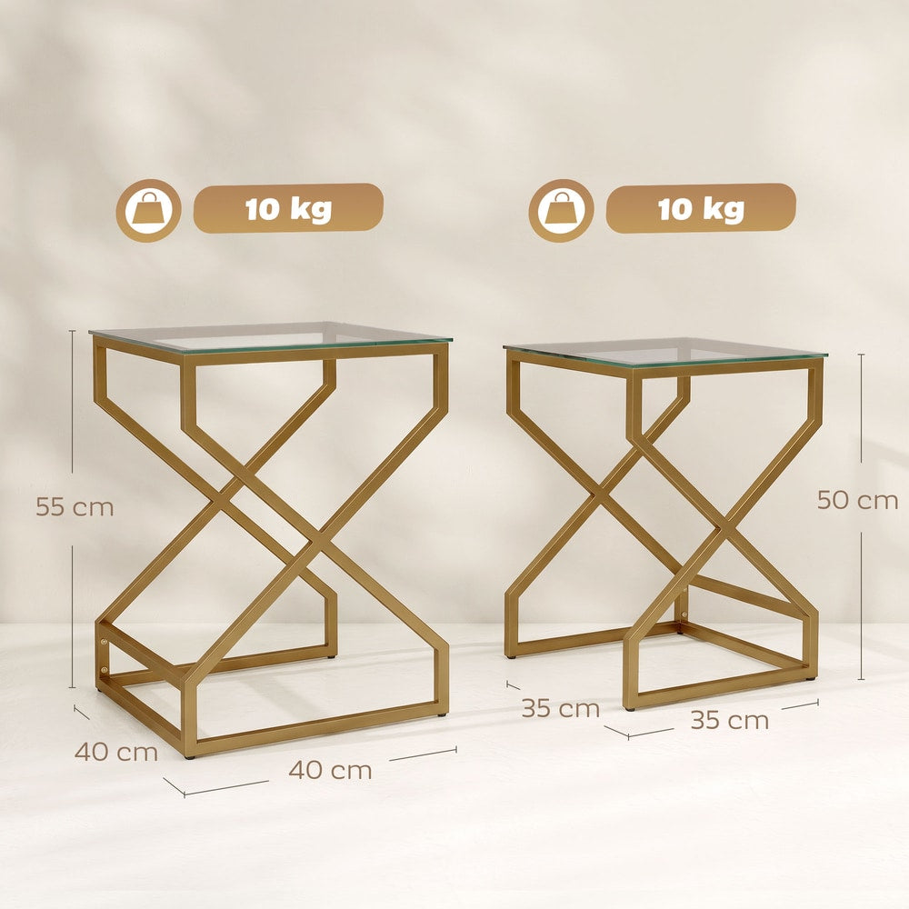 HOMCOM Nest of Tables in Transparent and Gold Tone
