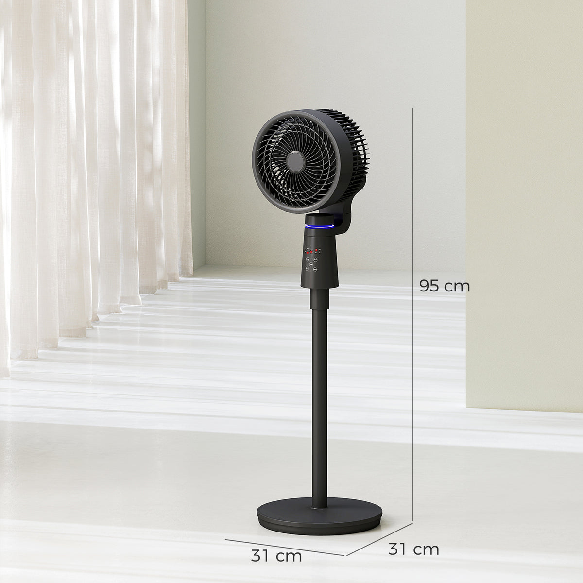 HOMCOM Pedestal Air Circulation Fan with Oscillating in Black