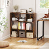 HOMCOM 3-tier 9 Cubes Storage Unit Particle Board Cupboard Bookcase Organiser Home Office Shelves, Rustic Brown