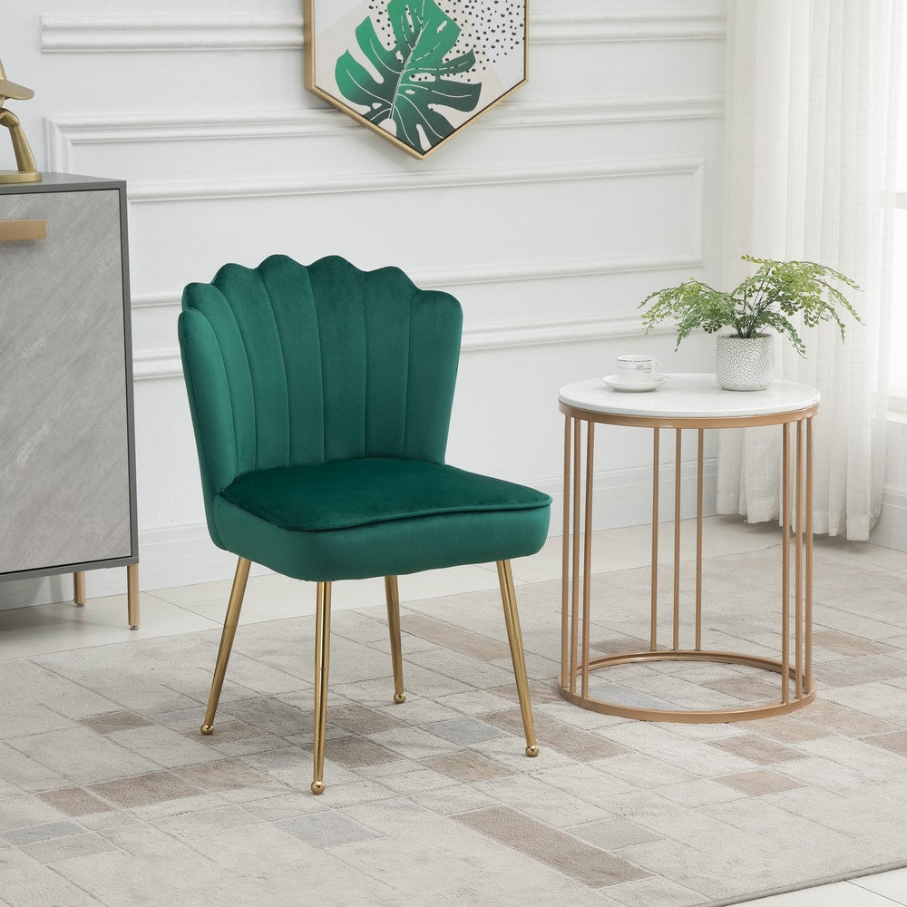 HOMCOM Velvet-Feel Shell Accent Chair in Green