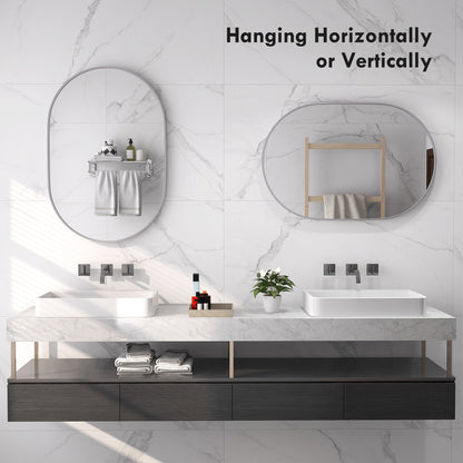 HOMCOM 60cm Round Tempered Glass Bathroom Mirror - Silver Tone
