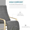 HOMCOM Wooden Armchair, Upholstered Linen Lounge Chair with Adjustable Footrest & Removable Cushion, Poang Chair for Living Room, Dark Grey