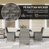 Outsunny Rattan Garden Furniture Set, Outdoor Dining Table and Chairs 4 Seater with Cushions, Square Tempered Glass Top, 4 Armchairs, for Balcony, Terrace, Conservatory, Grey