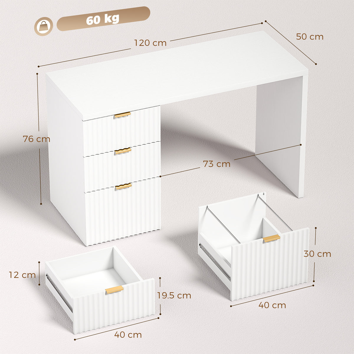 HOMCOM Computer Desk in White