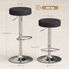 HOMCOM Bar Stools Set of 2, Modern PU Leather Swivel Barstools, Height Adjustable Breakfast Bar Chairs with Footrest, Black