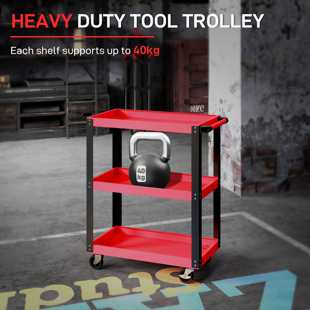 HOMCOM Tool Utility Cart in Black and Red