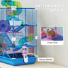 PawHut 5 Tier Hamster Cage Carrier Habitat w/ Exercise Wheels, Tunnel, Blue