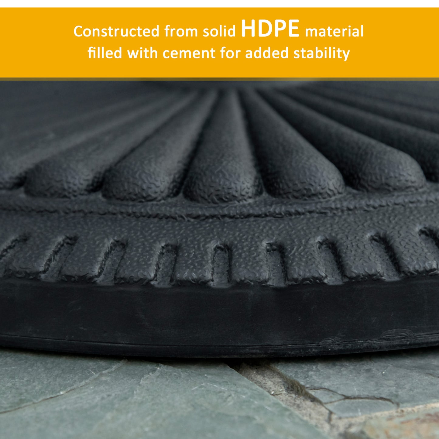 Outsunny 14kg Round Cement Parasol Base Umbrella Weight Stand Holder Fits 35mm,38mm,48mm Pole for Patio Outdoor Garden - Black