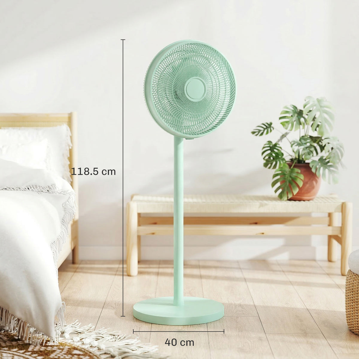HOMCOM 40 cm Standing Fan in Green