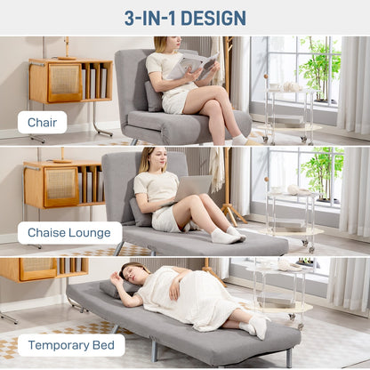 HOMCOM Single Snow Flannel Chair Bed in Grey
