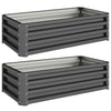 Outsunny Set of Two 110 x 50cm Steel Planter Boxes -  Dark Grey