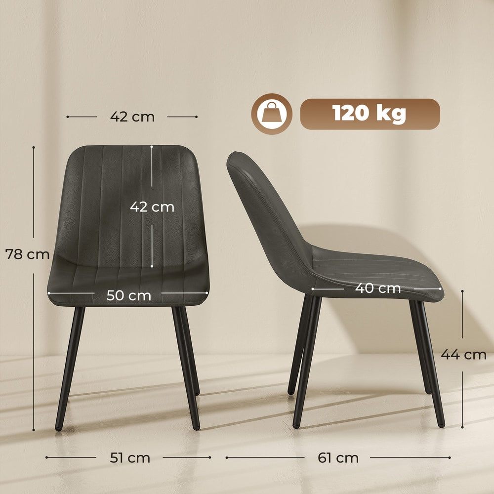 HOMCOM Faux Leather Upholstered Kitchen Chairs in Grey