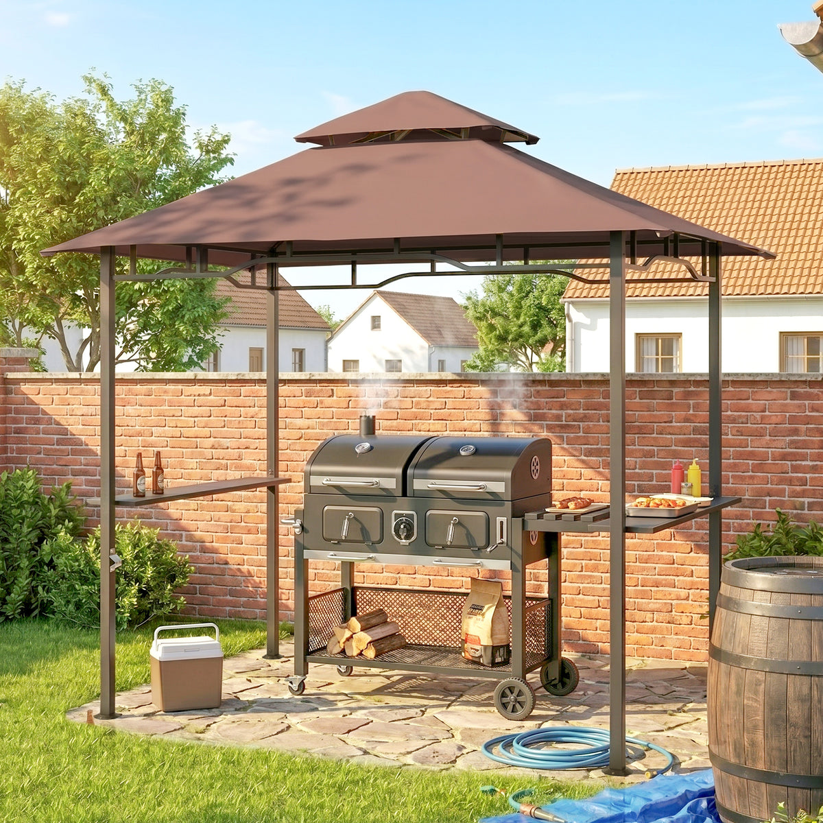 Outsunny Grill Gazebo Canopy in Brown