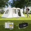 Outsunny 4 Man Tunnel Tent, Family Camping Tent with Porch, Bedroom and Living Area, Sewn in Groundsheet, 3000mm Waterproof, Portable with Bag for Hiking, Festival, Backpacking, Khaki
