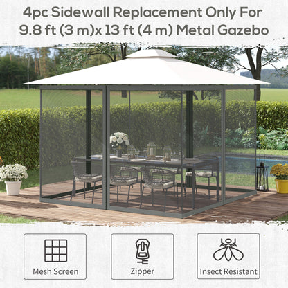 Outsunny 352 x 207cm Universal Replacement Mesh Sidewall Netting for Patio Gazebos and Canopy Tents, (Sidewall Only) Dark Grey