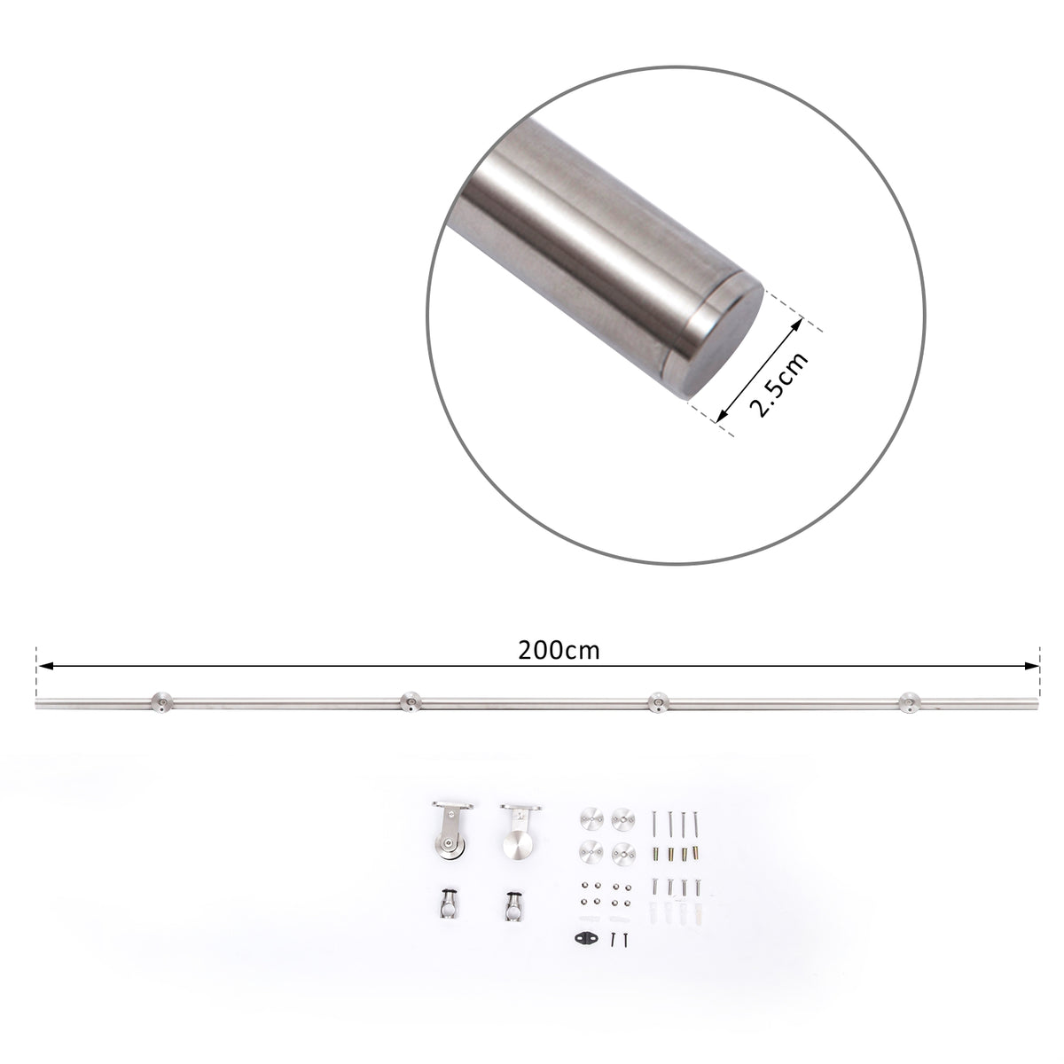 HOMCOM Wooden Sliding Door Kit in Silver