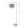 HOMCOM Metal Frame Floor Lamp with 350 Degree Rotating Lampshade, for Living Room and Bedroom, LED Bulb Included, Grey