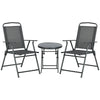 Outsunny Three-Piece Garden Seat Set, with Glass-Top Table - Dark Grey