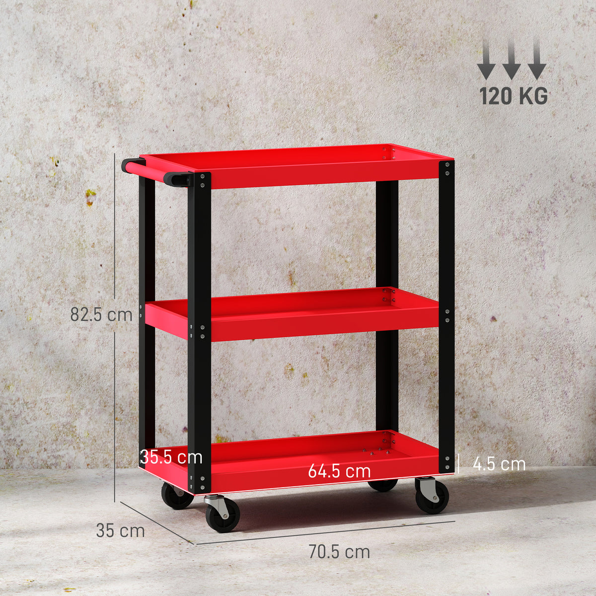 HOMCOM Tool Utility Cart in Black and Red