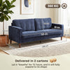 HOMCOM 3 Seater Sofa Button Tufted Upholstered Velvet Couch with Wood Legs for Living Room, Dark Blue