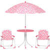 AIYAPLAY Kids Patio Table and Chair Set, Kids Garden Furniture with Umbrella, 4-Piece Bistro Set for Garden, Pink