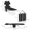 Outsunny Foldable Sun Lounger, Beach Chaise Lounge with Reading Hole, Arm Slots, 5-Position Adjustable Backrest, Side Pocket, Pillow for Garden, Beach, Pool, Black