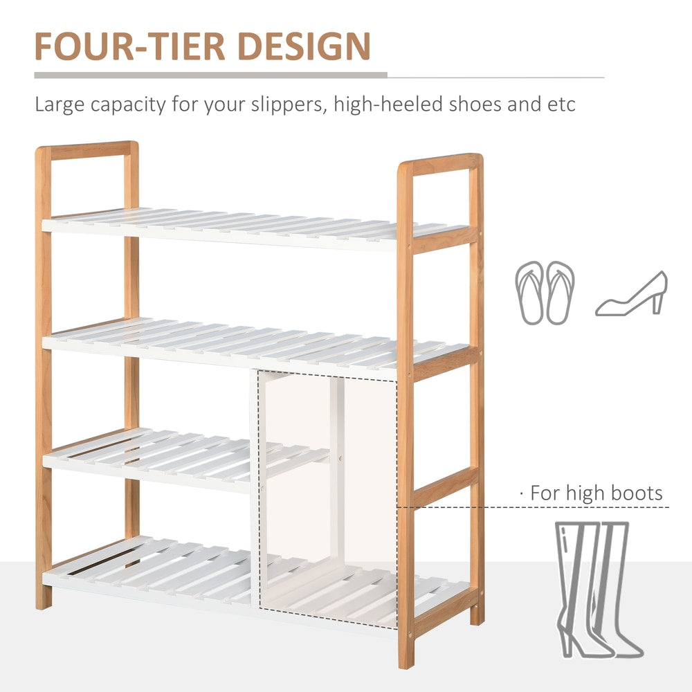 HOMCOM 4 Tier Shoe Racks in Natural Wood Colour