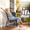 Outsunny Gliding Jack and Jill Seat, with Glass-Top Table - Black