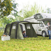 Outsunny Inflatable 3-4 Man Tunnel Tent w/ Air Pump, Living Area & Vestibule, Waterproof Family Camping Air Tent w/ Sewn In Groundsheet & Removable Footprint for Camping, Hiking, Olive Green
