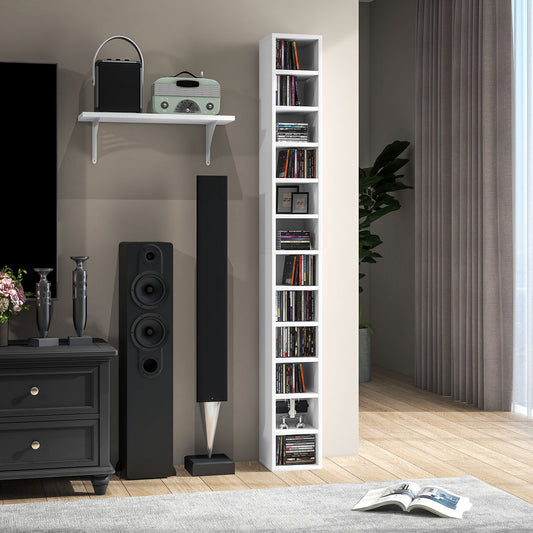 برج تخزين الوسائط الضيق الطويل HOMCOM 204 CD - أبيض